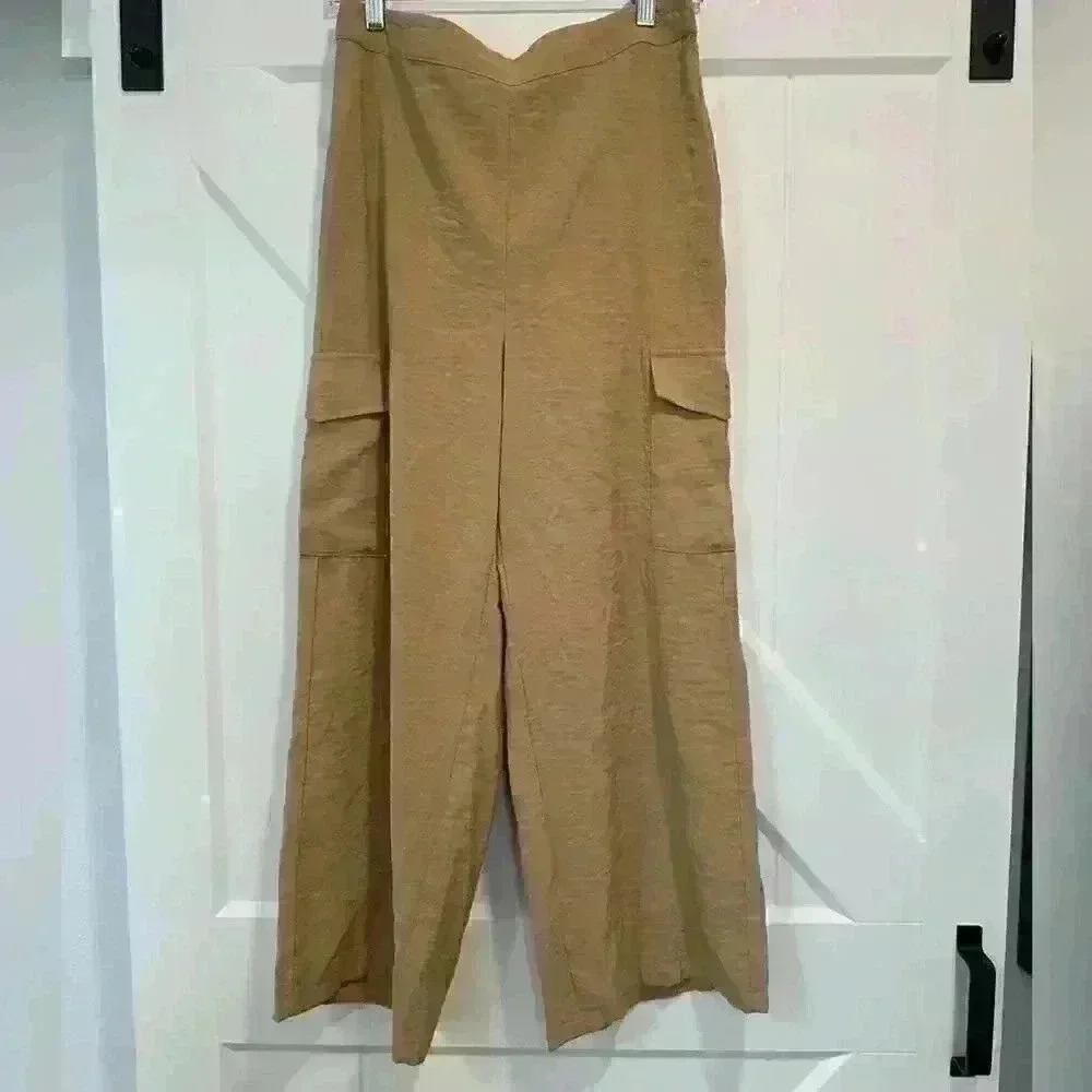 RACHEL By Rachel Roy Pull On Cropped Wide Leg Cargo Pant Size M